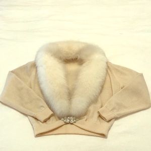 Vintage fox fur collar cardigan